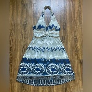 Cristinalove Blue and Cream Halter Dress